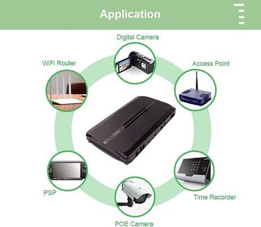 USV Mini 10400mAh з батареєю, Power Bank з Multi-виходами 5V/9V/12V/24V/48V, Gigabit POE, швидка зарядка 3.0 для роутера, модема, камери, сигнализації, телефону
