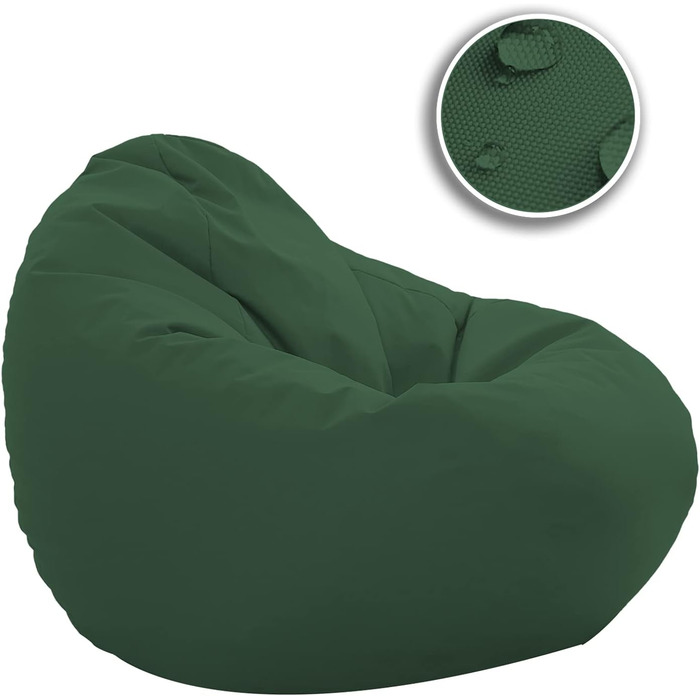 Подушка для підлоги Beanbag XXL для дорослих і дітей - підходить для ігор або відпочинку - в приміщенні та на вулиці, оскільки вона водонепроникна - з намистинами EPS, колір темно-зелений, розмір XL