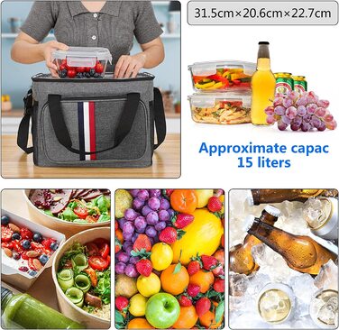 Сумка-холодильник для обіду, 15 л, сумка-холодильник, невелика сумка-холодильник з плечовими ременями, Реголаб, сумка для обіду, сумка для обслуговування