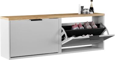 Взуттєва шафа Planetmöbel вузька з 6 полицями, комод для прихожей, коридору, гардеробу 60 x 23 x 118 см, білий сірий