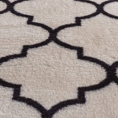 Дизайнерський килим Valetta з коротким ворсом для вітальні в скандинавському стилі бохо, що миється чорно-білий (білий чорний, 050x080 см)