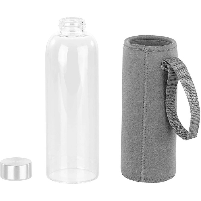 Скляна пляшка для води Rosenstein & Shne набір з 2 пляшок для води, боросилікатне скло, неопренова кришка, 750 мл, без бісфенолу А (скляна пляшка, боросилікатна пляшка для води, на відкритому повітрі в дорозі)