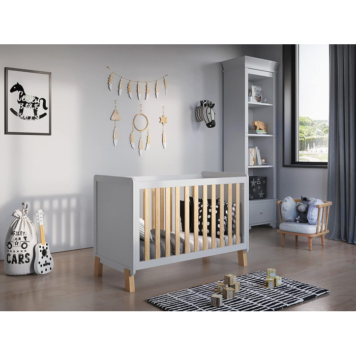 Дитяче ліжко-приліжкове Love For Sleep 120x60 см з матрацом з піною Aloe Vera Francis, дерев'яне ліжко для немовлят, ліжко-приліжкове, ліжко з ростом, дерев'яне ліжко для дітей, біле