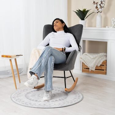 Крісло-гойдалка Cosy Meuble - стильне крісло з підлокітниками для вітальні, спальні, балкону. Макс. навантаження 120 кг, сірий велюр