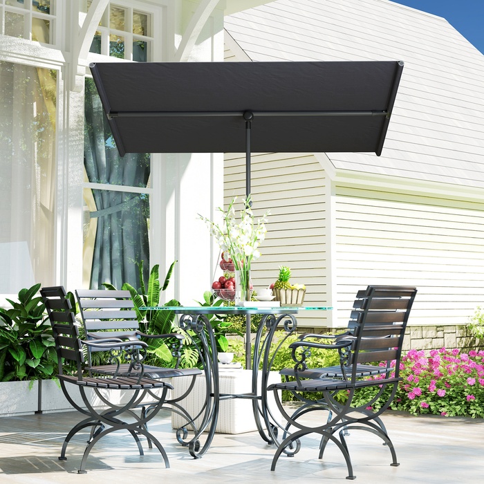 Outsunny Parasol Садова парасолька з регулюванням висоти на 180 градусів з алюмінієвим стовпом Ринок Парасолька Сонцезахисна парасолька Консольна парасолька Балконна парасолька Парасолька для балкона 150x205см Темно-сірий