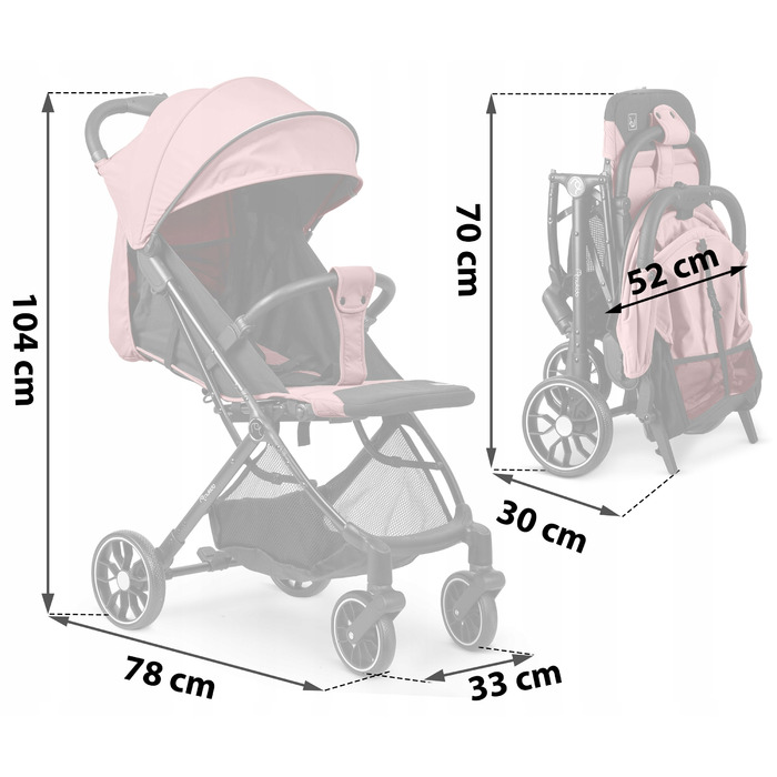 Легка прогулянкова коляска-трость Nukido, складана, з великими колесами