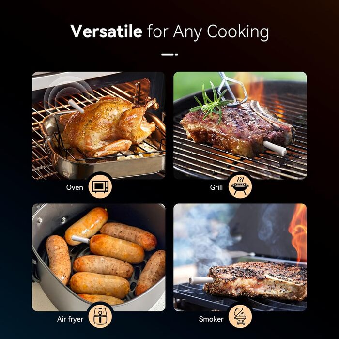 Термометр для м'яса Inkbird INT-11S-B: Бездротовий термометр-щуп з Bluetooth, IP67, для приготування на грилі, BBQ, духовці та коптильні