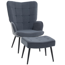 Оксамитова оббивка HOMCOM Recliner з підлокітниками і підставкою для ніг, стильним обіднім кріслом і зручним кріслом