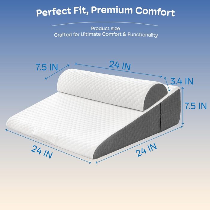 Набір з 4 подушок-валиків ортопедичних з Memory Foam для спини, для сну після операції, з підголовником (7,5 см)