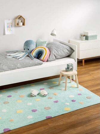Дитячий килимок Benuta Bambini Dots, бавовна, бірюза, 120 x 180.0 x 2 см 120 см x 180 см бірюзовий