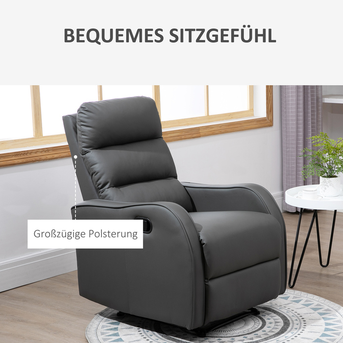 Реклайнер HOMCOM Recliner з функцією гойдання та відкидання, поворотний з підсклянником з тканини з мікрофібри для вітальні та відпочинку