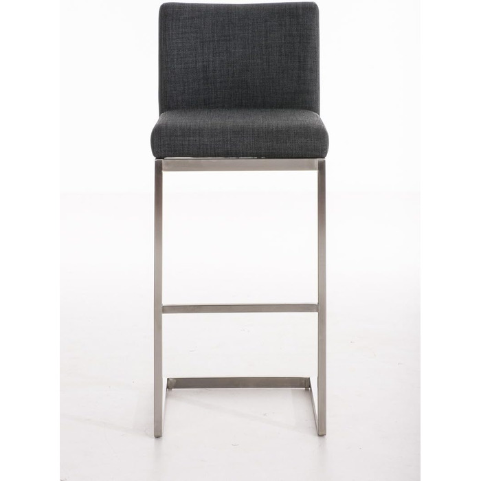 Барний стілець Paros з нержавіючої сталі, тканинне сидіння, з підлокітниками та підставкою для ніг, темно-сірий