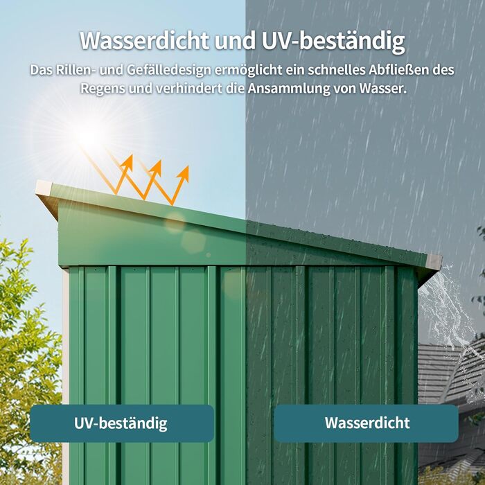 Металевий сарай для інструментів Bealife 180x162x95 см, сталевий садовий шоп, вуличний склад, господарський будиночок для двору, тераси, газону (Зелений)