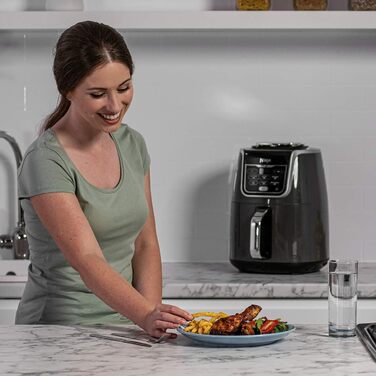 Фритюрниця повітряна Ninja AF160UK MAX, 5.2 л, 6-в-1, без олії, Air Fry, Max Crisp, для смаження, випікання, розігріву, дегідратації, для великої сім'ї, цифрова, приготування з заморожених продуктів, з антипригарним покриттям