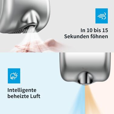 Електричний сушар для рук AIKE AK2800B ECO з датчиком, HEPA-фільтром та нержавіючою сталлю, 10-15 сек сушіння