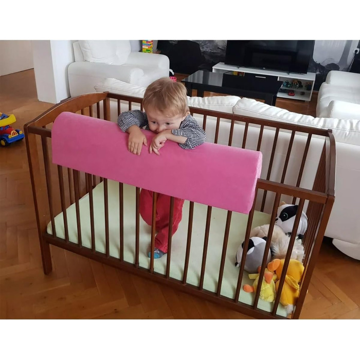 Захист для ліжечка дитячого бортик-подушка від випадання (120 см, Рожевий)