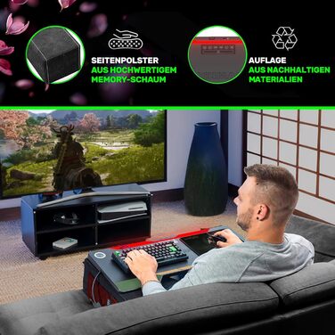 Couchmaster CYCON³: ергономічний стіл для ноутбука для дивану, софи та ліжка, з USB хабом (Samurai Black Edition)