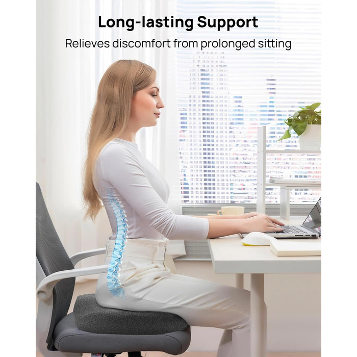 Ортопедична подушка-кільце Feagar: регульований ергономічний сидінець-пончик від геморою та ішіасу, для копчика, післяпологовий (Сірий, стандарт 60-100 кг) для авто, офісного крісла та візків