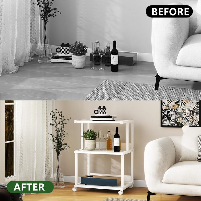 Стійка для принтера IBUYKE з полицею, 3-рівнева, на колесах, для офісу та дому, мобільна, для термопреса, мікрохвильової печі та міні-холодильника TPS001H (Weiß)