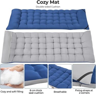 Розкладне кемпінгове ліжко Yaheetech з матрацом та сумкою для перенесення, гостьове ліжко для відпочинку та саду, 191 x 67 см, витримує до 150 кг (Блакитний/Сірий)