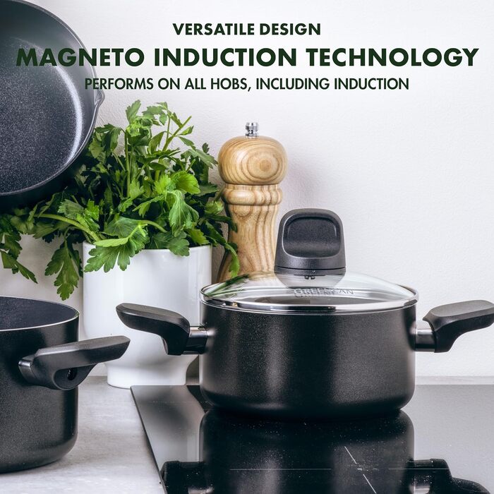 Набір посуду GreenPan Memphis 4 шт. з керамічним антипригарним покриттям, без PFAS, для індукційних плит, безпечний для здоров'я