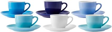 Набір синіх чашок для еспресо KARACA на 6 персон, новий кістяний фарфор, для кави, чаю, молока, кавового еспресо-набору, чашки мокко, товстий обідок для пиття