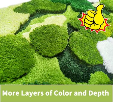 Килимок для ванної кімнати з м'яким зеленим мохом, 61 x 152 см, Boho стиль, антиковзаюча, швидковисихаюча, для ванної, кухні, спальні