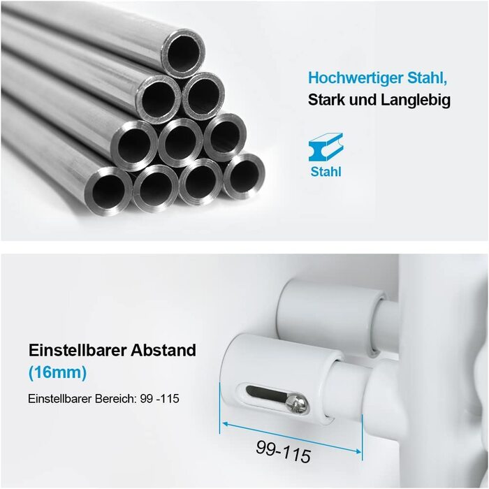 Електричний нагрівач для ванної кімнати Heilmetz Badheizkörper: сушарка для рушників, 400x1176 мм, білий, 494W, бічний підключення