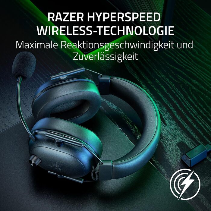 Razer BlackShark V2 HyperSpeed: Бездротові ігрові навушники для ПК (280г, мікрофон HyperClear, драйвер TriForce Titanium 50 мм, Bluetooth, чорний)