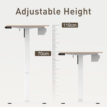 Регульований стіл 140x70 см з USB-портами, електричний, з пам'яттю та функцією відскоку, дерев'яний колір