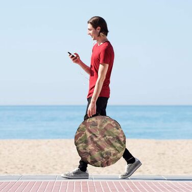 Намет переодягання Relax4Life з системою Pop-up, душовий намет, туалетний намет з вікном, намет-кімнату з поліестеру, 120 x 120 x 190 см, камуфляж Flecktarn