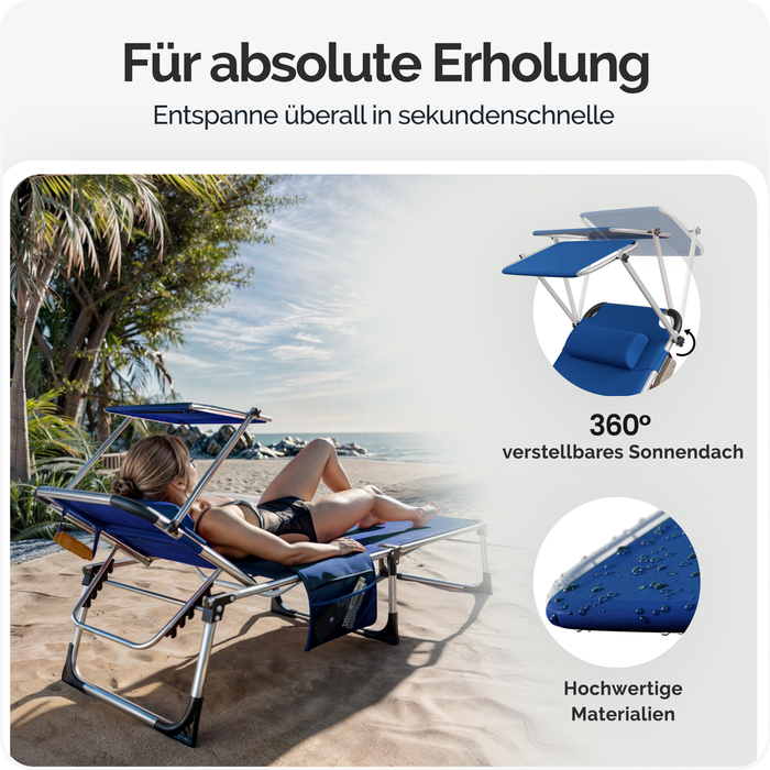 Шезлонг Мальта синій 210x61x35см Alu Sun Canopy