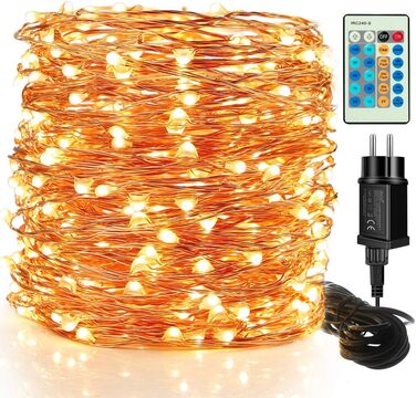 LED гірлянда на батарейках 50м, 500 LED, мідний дріт, зірочки, диммування, пульт, для декору, різдвяні вогні, водонепроникна, для саду, тераси, кімнати