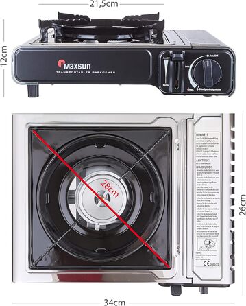 Газовий балонний нагрівач Maxsun з нержавіючої сталі з кейсом