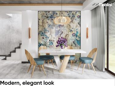 Обідній стіл Meble.In розсувний, сучасний, чорний/білий глянцевий, 120-160x80x75 см