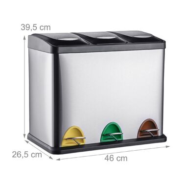 Відро для сміття Relaxdays на кухню, 3 відра по 8 л