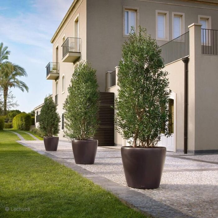 Горщик Lechuza Classico Premium 21 LS Комплект, Білий (70x70x64.5 см, Тауп Глянцевий, Однотонний)