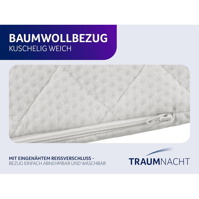 Ортопедична подушка для ніг Traumnacht Medical для запобігання пролежнів, бавовняний двошаровий чохол, сертифікат Öko-Tex, виробництво за німецькими стандартами якості. Чохол: бавовна, білий (з Visco-накладкою)