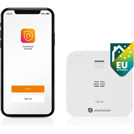 Smartwares Ко-Детектор диму та газу WiFi – 85 дБ, 10 років роботи сенсора, сповіщення через додаток, кнопка тестування, білий