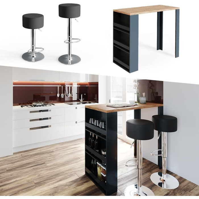 Набір барний стіл і табурети Vicco Bartisch-Set, 117 x 57 см, дуб