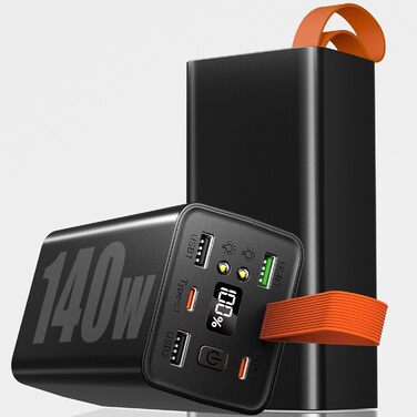 Портативний зарядний акумулятор 140W 70000mAh з USB-C PD 3.0 для ноутбуків, iPhone, Galaxy, MacBook, Dell та інших пристроїв (чорний)