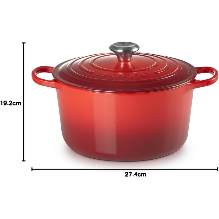 Le Creuset Високий круглий гусчар з чавуну, 26 см, червоний