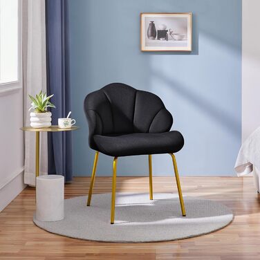 Крісло Yaheetech у формі мушлі, сучасне крісло-вушко, оббивка з поліестеру, для вітальні/туалетного столика/спальні, набір, білий (1), чорний