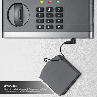 KESSER® Електронний сейф | 38x30x30 см | з батарейним відсіком | Вбудоване освітлення | Сейф для підлоги та стіни | Меблевий сейф | Сріблястий