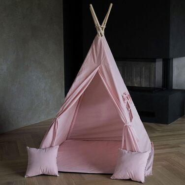 Дитяче намет-типі Tipi PaLulli® з бавовни, килимком, лампою та декоративними подушками (Рожевий)