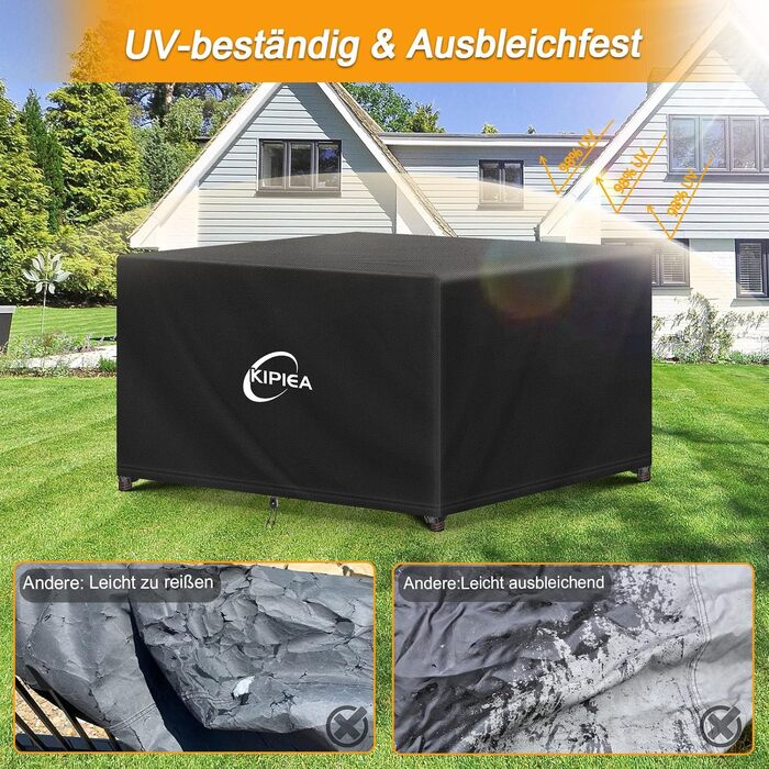 Чохол для садово-патіо меблів Kipiea, водонепроникний, прямокутний, 242x162x100 см, захист від снігу та сонця