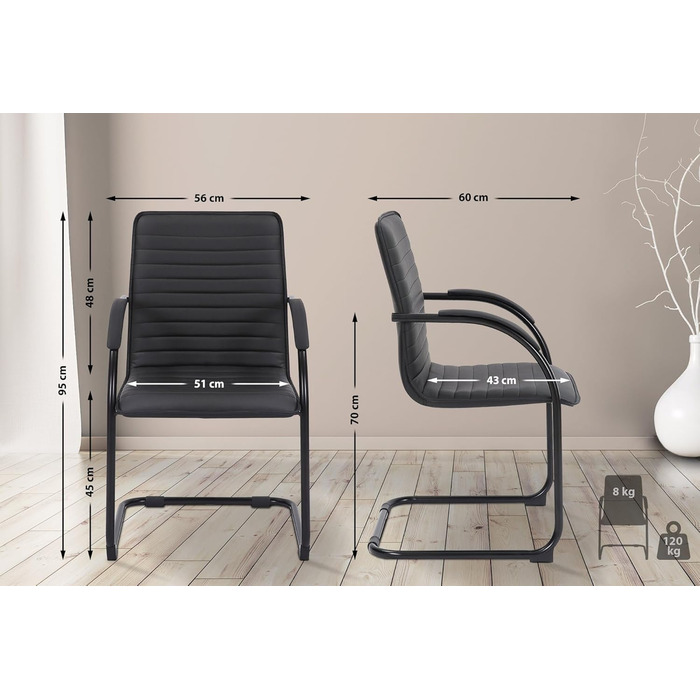 Набір з 2-х відкидних крісел Tira з штучної шкіри, чорного кольору, з м'яким сидінням