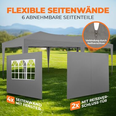 Павільйон Kronenburg розкладний, 3x3 м, водонепроникний, захист від сонця UV 50+, колір шампань, з 4 боковими частинами