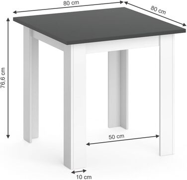 Стіл обідній Vicco Karlos, 80x80 см, колір антрацит