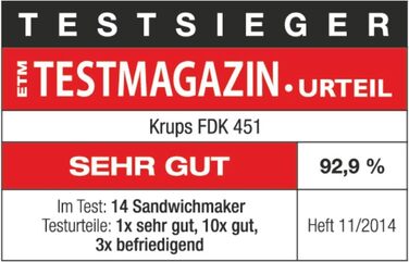 Тостер для сендвічів Krups FDK451: трикутні тости, антипригарне покриття, 850 Вт